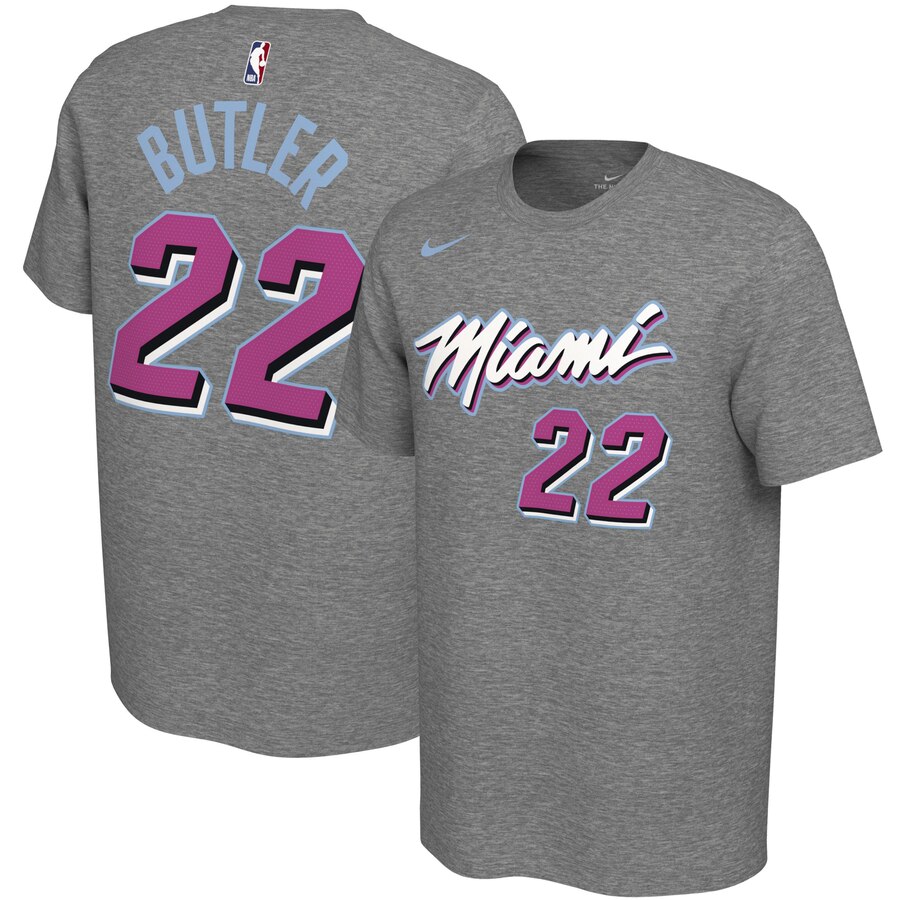 Men 2020 NBA Nike Jimmy Butler Miami Heat Gray 201920 City Edition Variant Name  Number TShirt->nba t-shirts->Sports Accessory